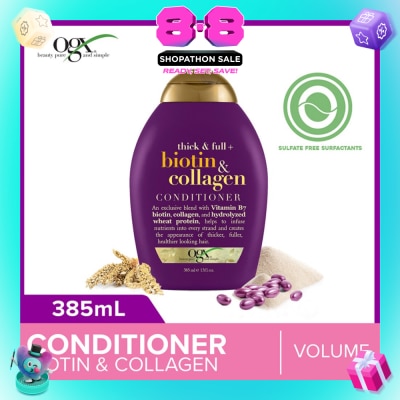 OGX - Biotin & Collagen Conditioner + Thick & Full (For Normal To Thinning Hair) 385ml