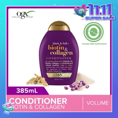 OGX Biotin & Collagen Conditioner + Thick & Full (For Normal To Thinning Hair) 385ml
