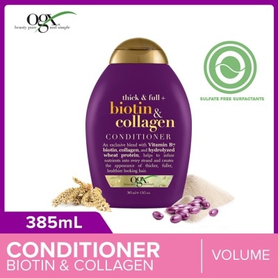 OGX Biotin & Collagen Conditioner + Thick & Full (For Normal To Thinning Hair) 385ml