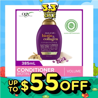 OGX Biotin & Collagen Conditioner + Thick & Full (For Normal To Thinning Hair) 385ml