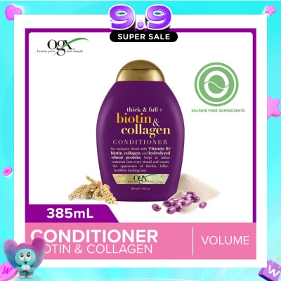 OGX - Biotin & Collagen Conditioner + Thick & Full (For Normal To Thinning Hair) 385ml image