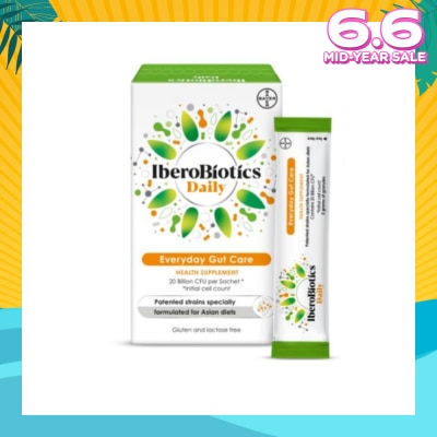 IBEROBIOTICS Daily Everyday Gut Care Health Supplement Sacthet (Gluten & Lactose Free) 20s