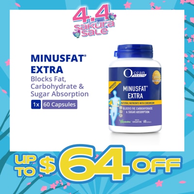 OCEAN HEALTH - Minus Fat Extra Natural Nutrients With Chromium Vegetarian Capsule (To Blocks Fat, Carbohydrate & Sugar Absorption) 60s
