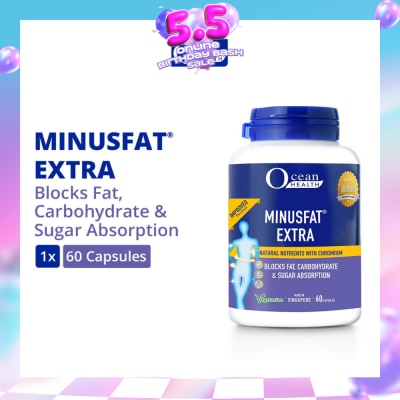 OCEAN HEALTH - Minus Fat Extra Natural Nutrients With Chromium Vegetarian Capsule (To Blocks Fat, Carbohydrate & Sugar Absorption) 60s
