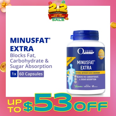 OCEAN HEALTH Minus Fat Extra Natural Nutrients With Chromium Vegetarian Capsule (To Blocks Fat, Carbohydrate & Sugar Absorption) 60s