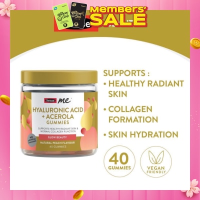SWISSE Me Hyaluronic Acid + Acerola Gummies Natural Peach Flavour 40s (Expiry: Feb`2026)