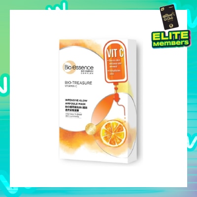 BIO ESSENCE Bio-Treasure Vitamin C Intensive Glow Ampoule Mask (Brighten Dull Skin and Reduces Visible Signs of Aging) 20ml x 7s