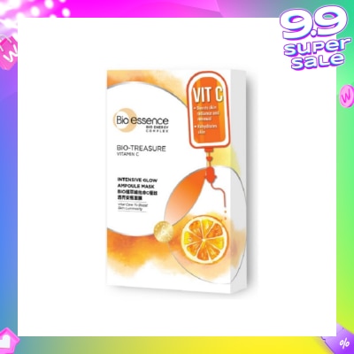 BIO ESSENCE Bio-Treasure Vitamin C Intensive Glow Ampoule Mask (Brighten Dull Skin and Reduces Visible Signs of Aging) 20ml x 7s