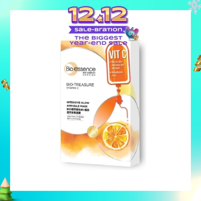 BIO ESSENCE Bio-Treasure Vitamin C Intensive Glow Ampoule Mask (Brighten Dull Skin and Reduces Visible Signs of Aging) 20ml x 7s