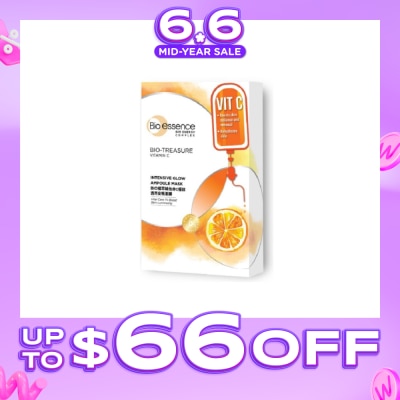 BIO ESSENCE - Bio-Treasure Vitamin C Intensive Glow Ampoule Mask (Brighten Dull Skin and Reduces Visible Signs of Aging) 20ml x 7s