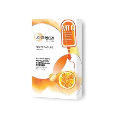 BIO ESSENCE Bio-Treasure Vitamin C Intensive Glow Ampoule Mask (Brighten Dull Skin and Reduces Visible Signs of Aging) 20ml x 7s