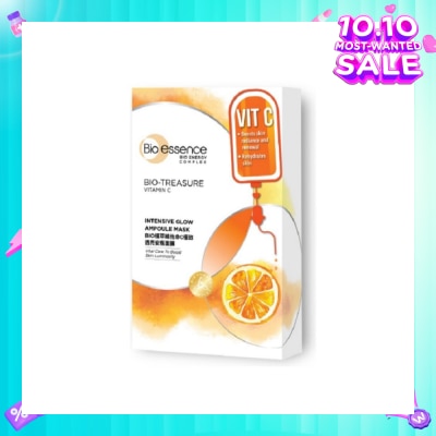 BIO ESSENCE Bio-Treasure Vitamin C Intensive Glow Ampoule Mask (Brighten Dull Skin and Reduces Visible Signs of Aging) 20ml x 7s