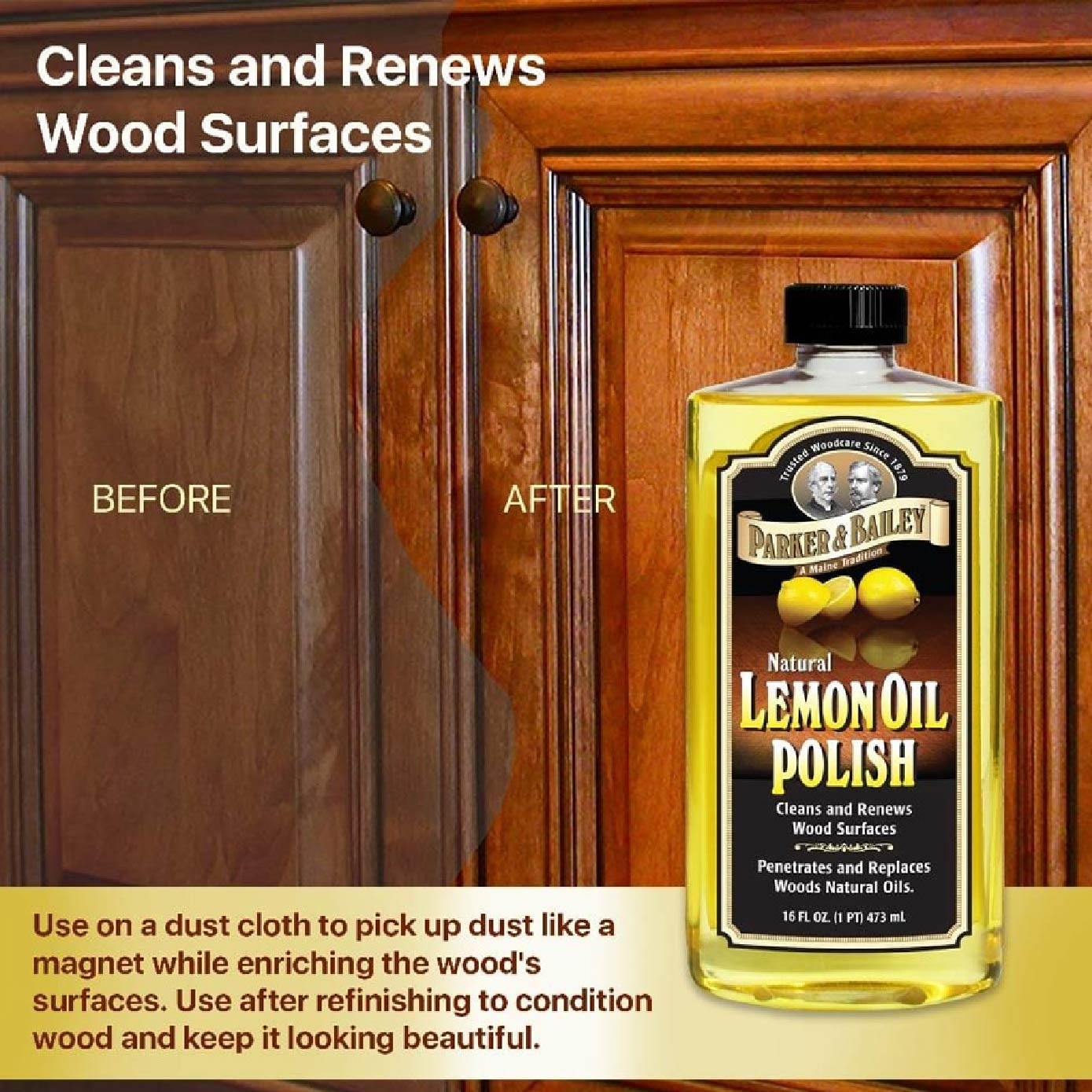 Natural Lemon Oil Polish Fresh Lemon Scent (Cleans & Renews Wood Surface) 473ml