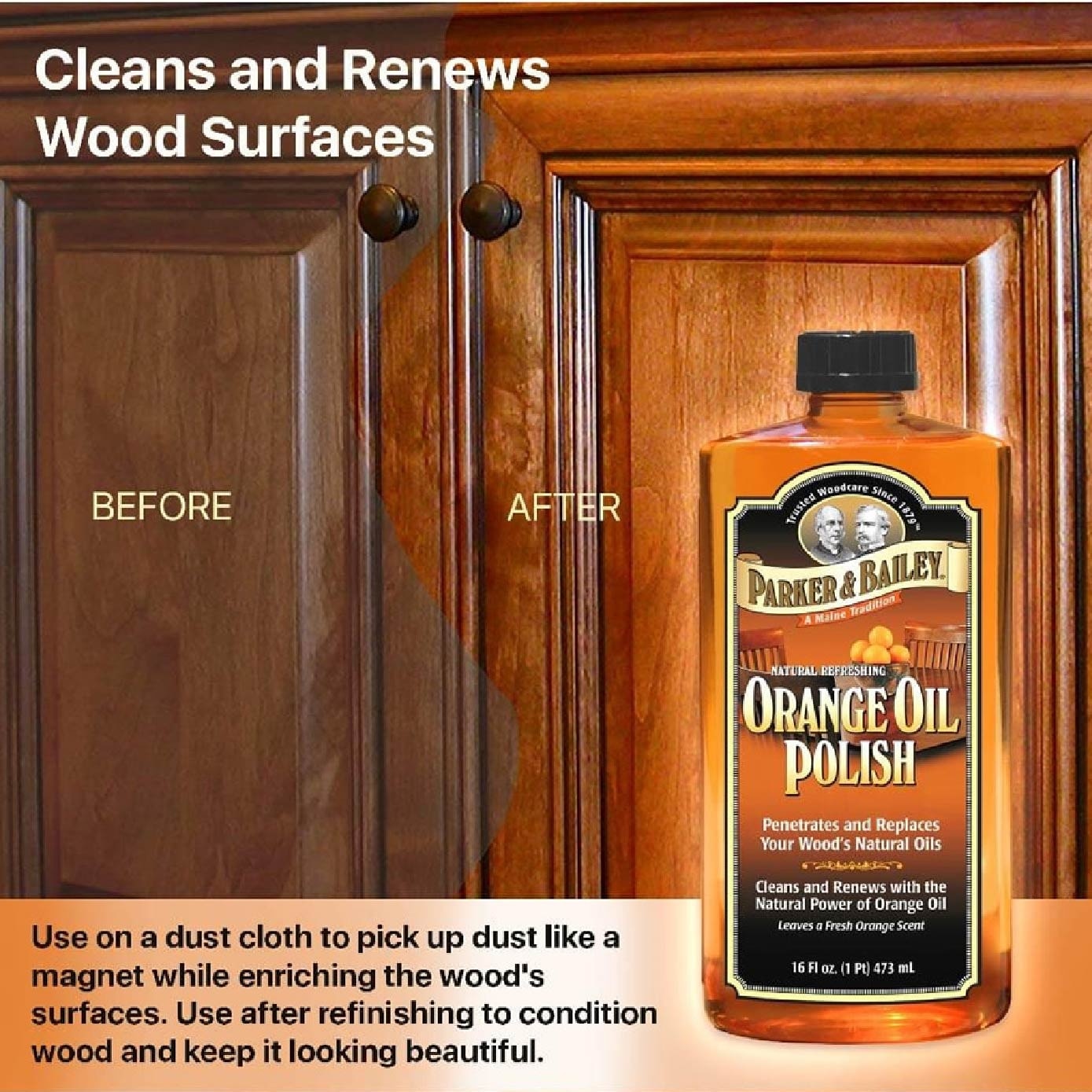 Orange Oil Polish Fresh Orange Scent (Cleans & Renews Wood Surface) 473ml