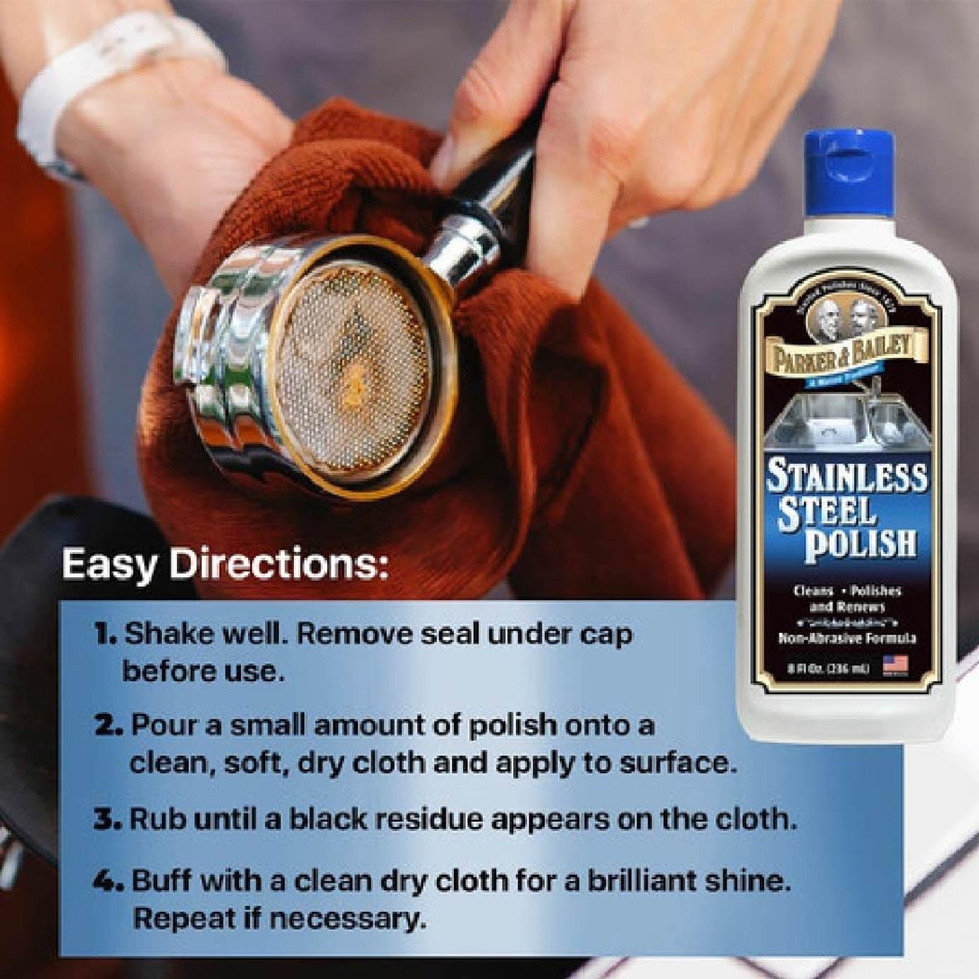 Stainless Steel Polish (Non-Abrasive Cleaner for Gleaming Appliances & Surfaces + Scratch-Free) 236ml