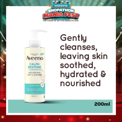 AVEENO - Calm+ Restore Nourishing Oat Cleanser (For Gently Cleanses + Hydrates To Preserve Skin's Moisture Barrier) 200ml