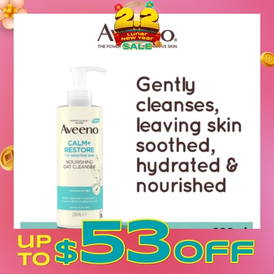 AVEENO Calm+ Restore Nourishing Oat Cleanser (For Gently Cleanses + Hydrates To Preserve Skin's Moisture Barrier) 200ml