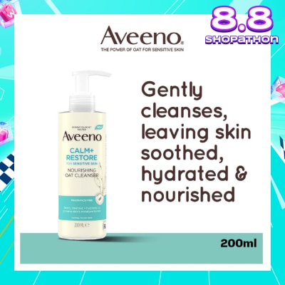 AVEENO Calm+ Restore Nourishing Oat Cleanser (For Gently Cleanses + Hydrates To Preserve Skin's Moisture Barrier) 200ml