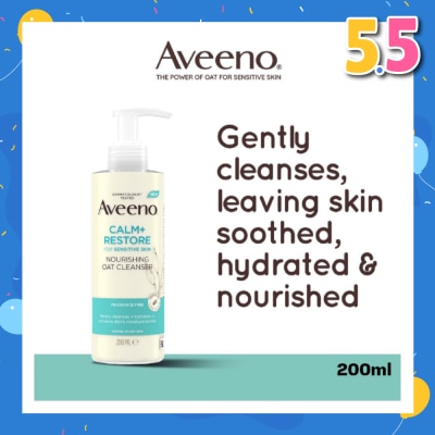 AVEENO Calm+ Restore Nourishing Oat Cleanser (For Gently Cleanses + Hydrates To Preserve Skin's Moisture Barrier) 200ml