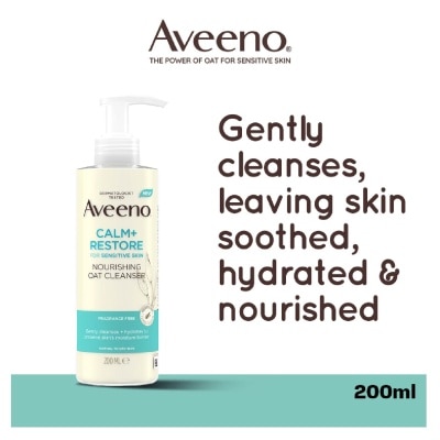 AVEENO Calm+ Restore Nourishing Oat Cleanser (For Gently Cleanses + Hydrates To Preserve Skin's Moisture Barrier) 200ml