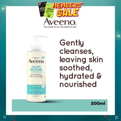 AVEENO - Calm+ Restore Nourishing Oat Cleanser (For Gently Cleanses + Hydrates To Preserve Skin's Moisture Barrier) 200ml