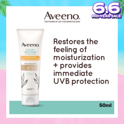 AVEENO Calm+ Restore Nourishing Daily Moisturiser With SPF 30 Sheer Tint (For Sensitive, Normal To Dry Skin) 50ml