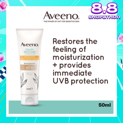 AVEENO Calm+ Restore Nourishing Daily Moisturiser With SPF 30 Sheer Tint (For Sensitive, Normal To Dry Skin) 50ml