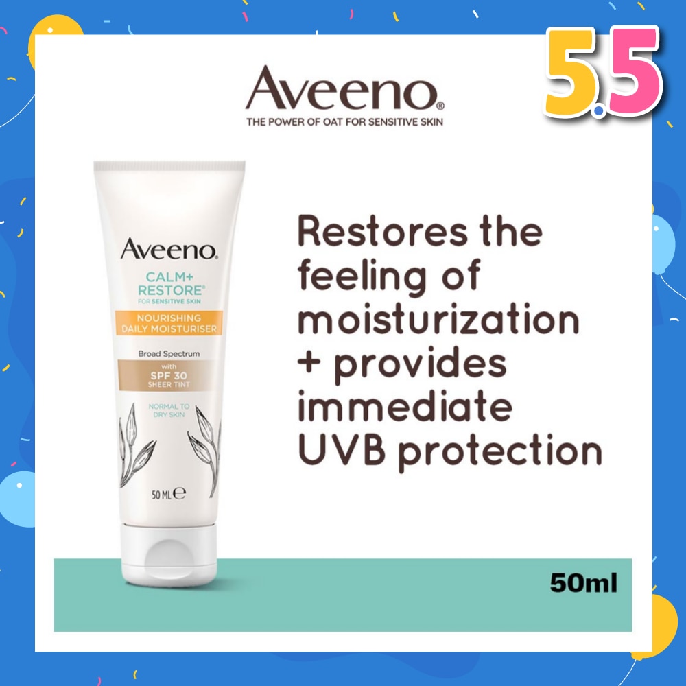 Calm+ Restore Nourishing Daily Moisturiser With SPF 30 Sheer Tint (For Sensitive, Normal To Dry Skin) 50ml