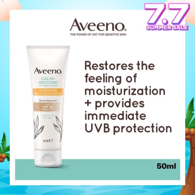 AVEENO Calm+ Restore Nourishing Daily Moisturiser With SPF 30 Sheer Tint (For Sensitive, Normal To Dry Skin) 50ml