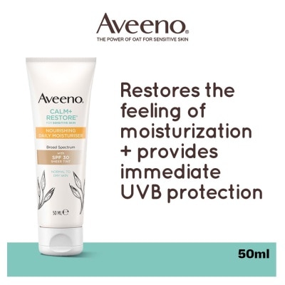 AVEENO Calm+ Restore Nourishing Daily Moisturiser With SPF 30 Sheer Tint (For Sensitive, Normal To Dry Skin) 50ml