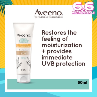 AVEENO Calm+ Restore Nourishing Daily Moisturiser With SPF 30 Sheer Tint (For Sensitive, Normal To Dry Skin) 50ml