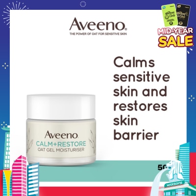 AVEENO Calm+ Restore Oat Gel Moisturiser (To Soothe + Replenishes Skin's Moisture Barrier) 50ml