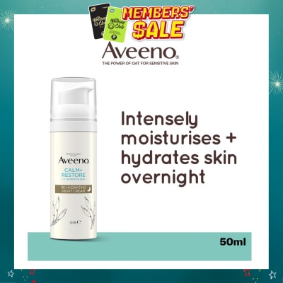 AVEENO - Calm+ Restore Re-Hydrating Night Cream (To Nourishes + Strengthens The Protective Skin Barrier Overnight) 50ml (Expiry: May`2027)