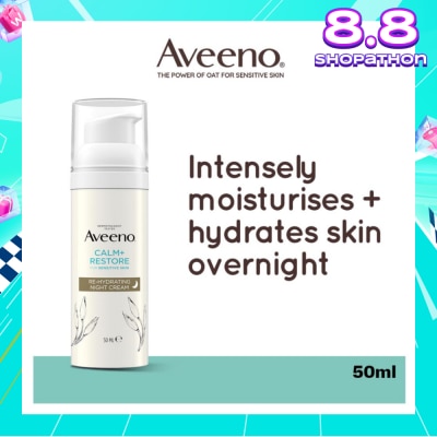 AVEENO Calm+ Restore Re-Hydrating Night Cream (To Nourishes + Strengthens The Protective Skin Barrier Overnight) 50ml