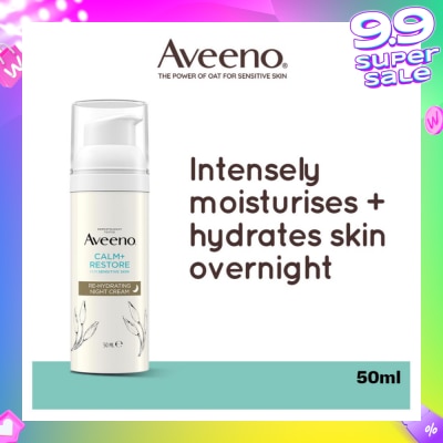 AVEENO Calm+ Restore Re-Hydrating Night Cream (To Nourishes + Strengthens The Protective Skin Barrier Overnight) 50ml