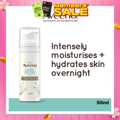AVEENO Calm+ Restore Re-Hydrating Night Cream (To Nourishes + Strengthens The Protective Skin Barrier Overnight) 50ml