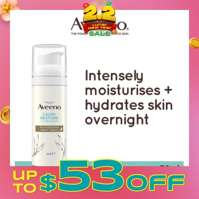 AVEENO Calm+ Restore Re-Hydrating Night Cream (To Nourishes + Strengthens The Protective Skin Barrier Overnight) 50ml