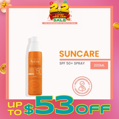 AVÈNE Very High Protection SPF50+ UVA/UVB Suncare Spray (For Sensitive Skin & Water-Resistant) 200ml