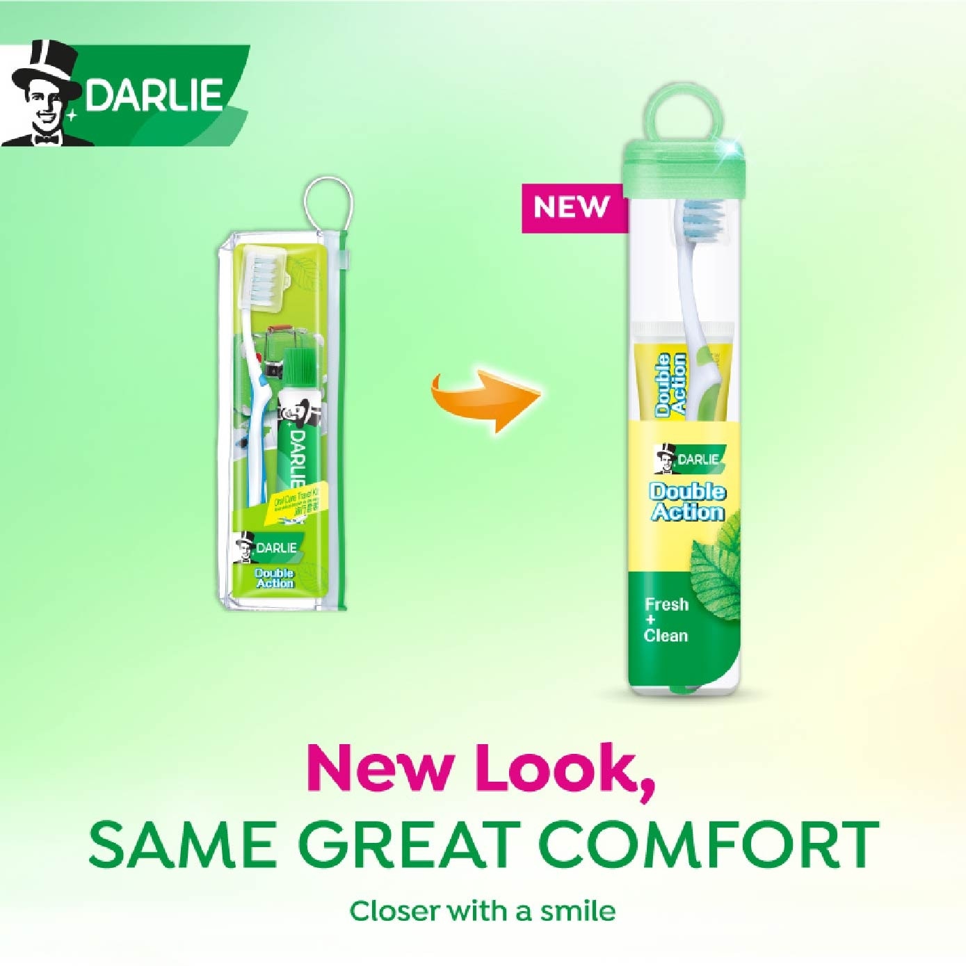 Double Action Travel Kit Packset consists Toothpaste 1s + Toothbrush 1s