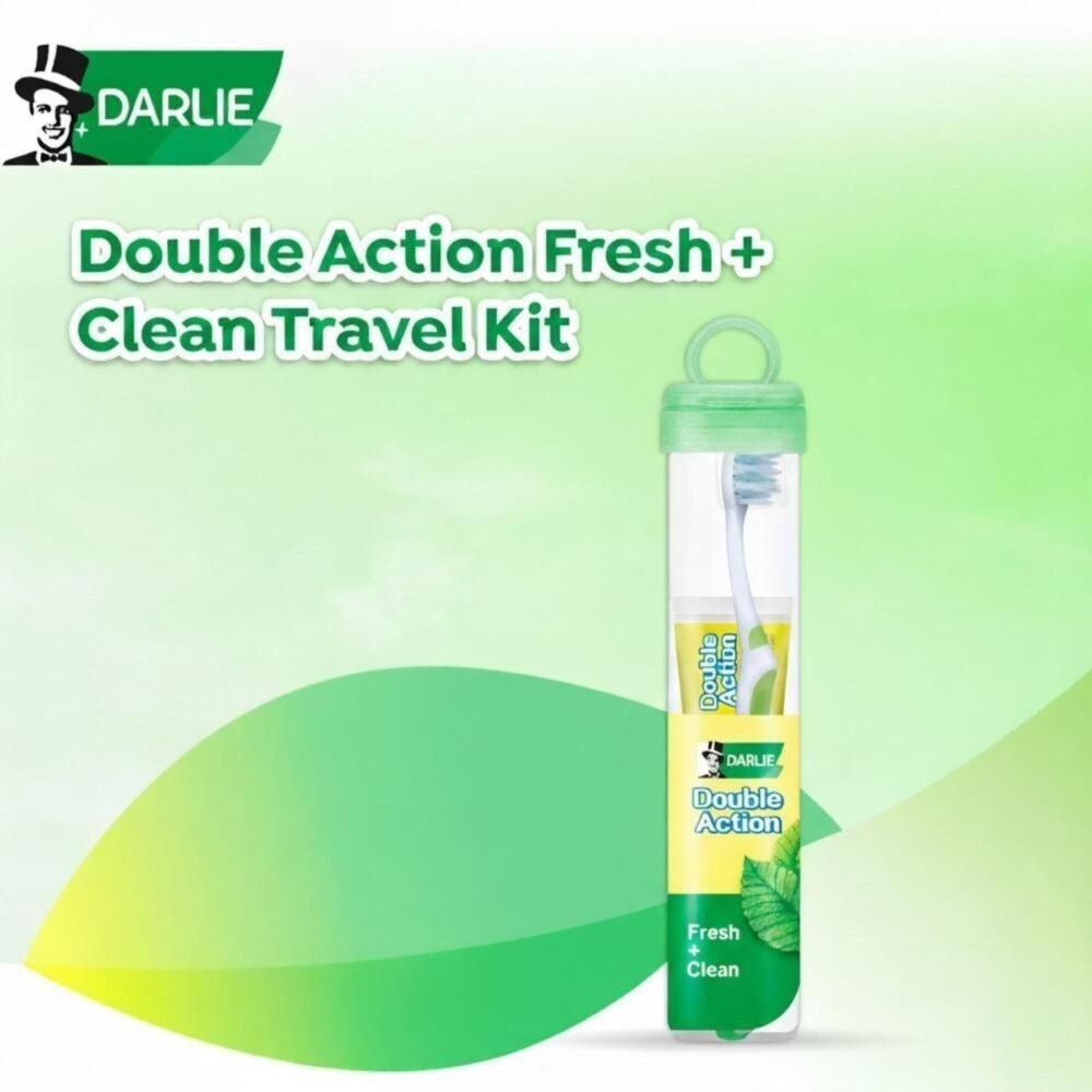 Double Action Travel Kit Packset consists Toothpaste 1s + Toothbrush 1s