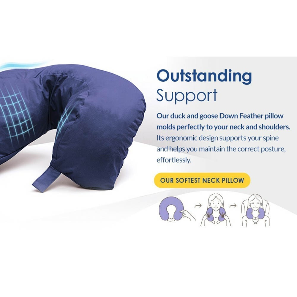 TB215 Dream Neck Pillow (100% Satin Cotton Cover & Filled With High Quality Feathers) 1s