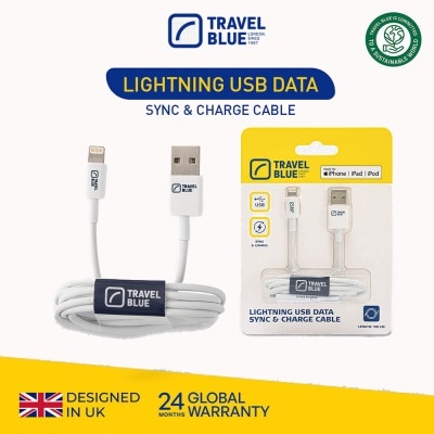 TRAVEL BLUE TB970 Lightning USB Data Sync & Charge Cable 100cm (For iPhone, iPad & iPod) 1s