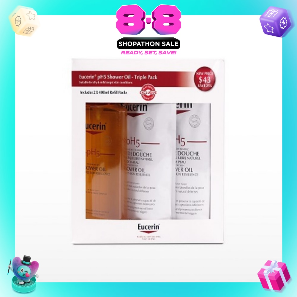 EUCERIN pH5 Shower Oil Triple Packset (Shower Oil 400ml + Refill Pack 400ml x 2s)