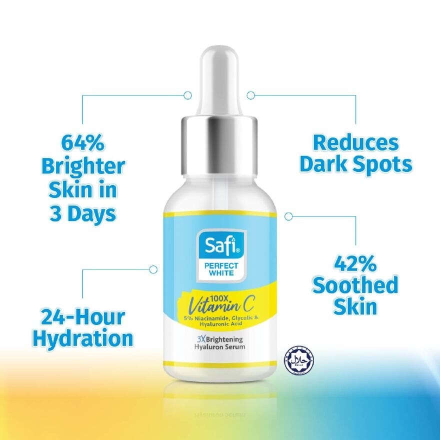 Perfect White 3X Brightening Hyaluron Serum (100X Vitamin C + Morinamide + Glycolic Acid) 30ml