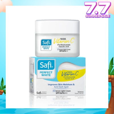 SAFI Perfect White 3X Serum Light Cream SPF36PA++ (100X Vitamin C + Morinamide + Glycolic Acid) 45g