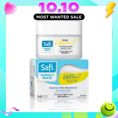 SAFI Perfect White 3X Serum Light Cream SPF36PA++ (100X Vitamin C + Morinamide + Glycolic Acid) 45g image