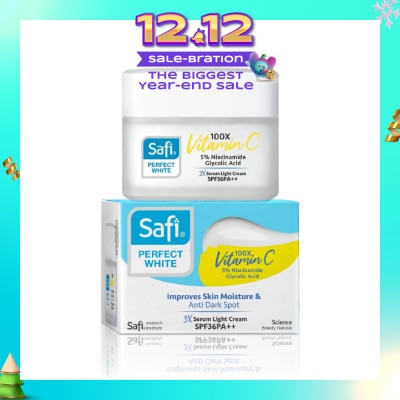 SAFI Perfect White 3X Serum Light Cream SPF36PA++ (100X Vitamin C + Morinamide + Glycolic Acid) 45g