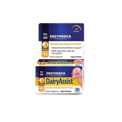 ENZYMEDICA Dairy Assist Complete Dairy Digestion Formula Vegan Dietary Supplement Capsule 30s