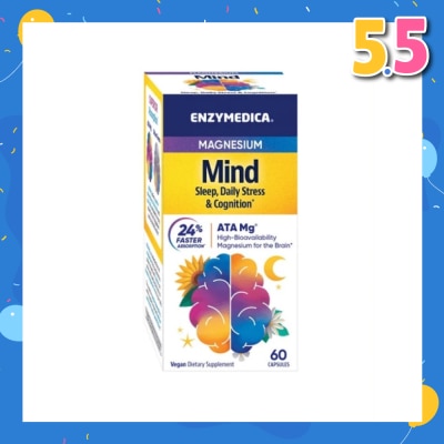 ENZYMEDICA Magnesium Mind Sleep, Daily Stress & Cognition* Vegan Dietary Supplement Capsule 60s