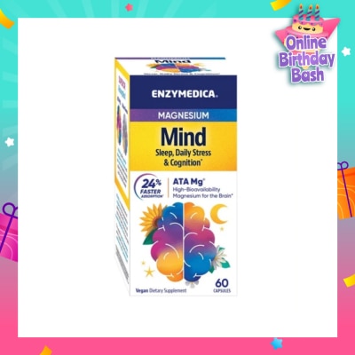ENZYMEDICA Magnesium Mind Sleep, Daily Stress & Cognition* Vegan Dietary Supplement Capsule 60s